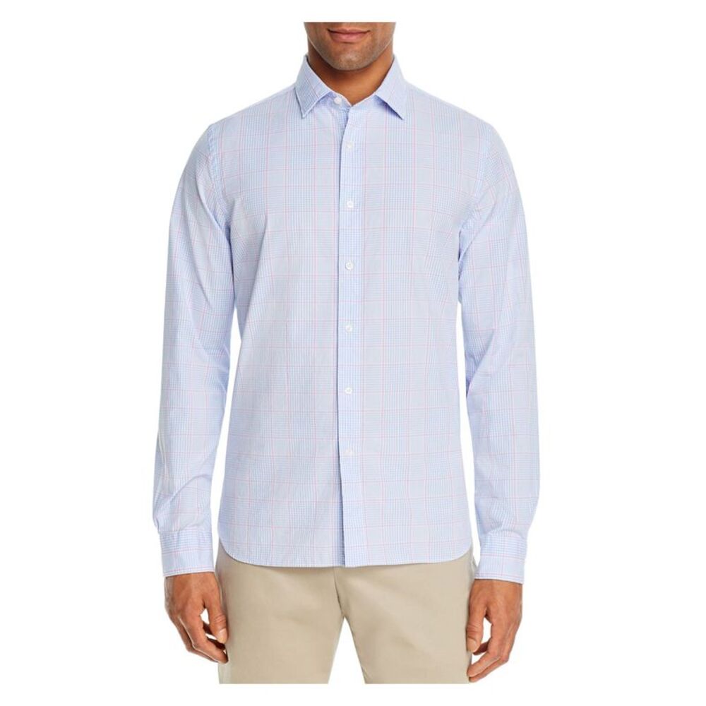 The Mens store Mens Light Blue Plaid Button Down Casual Shirt S